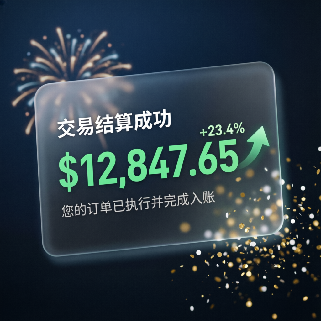 Trading payout success notification showing profit amount