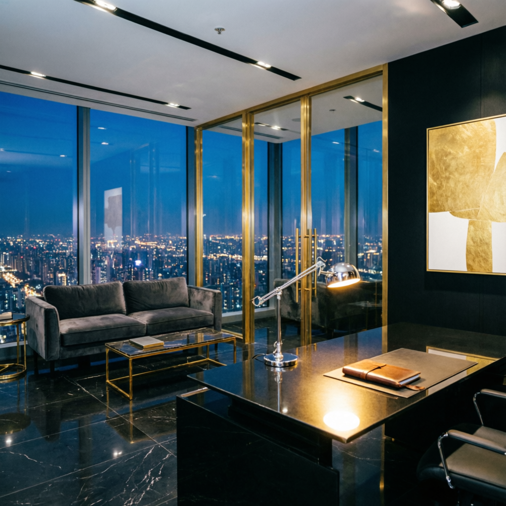 Luxury financial office representing premium Apex Trader Funding accounts