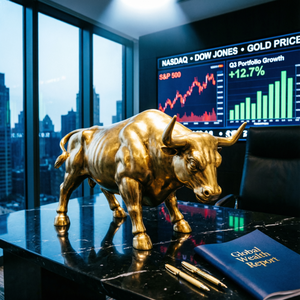 Gold bull statue representing market leadership among prop firms