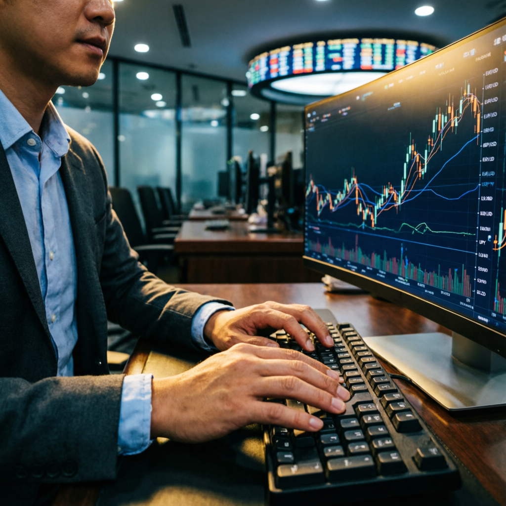 Professional trader analyzing Topstep funded account rules on trading dashboard