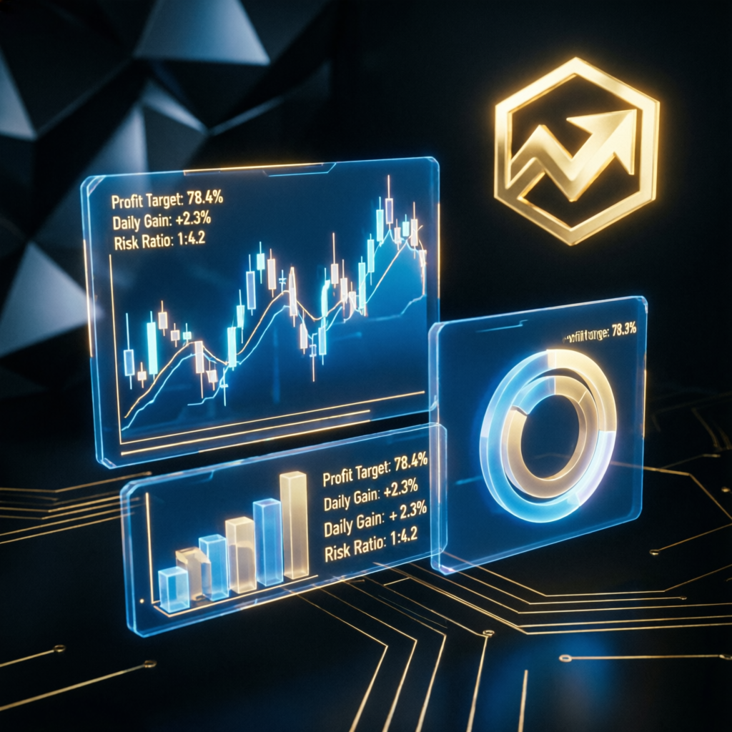 Topstep Trading Combine evaluation dashboard showing profit target progress and risk metrics