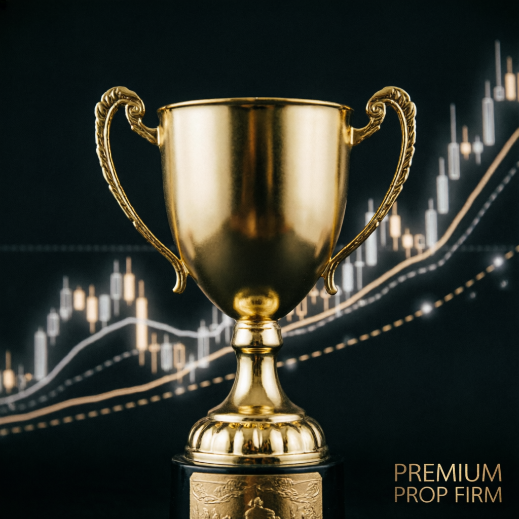 Premium prop firm passing service trophy representing successful Topstep challenge completion