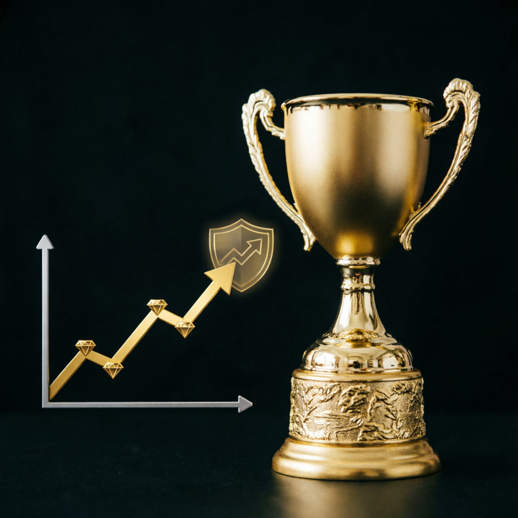 Golden trophy representing trading achievement and success