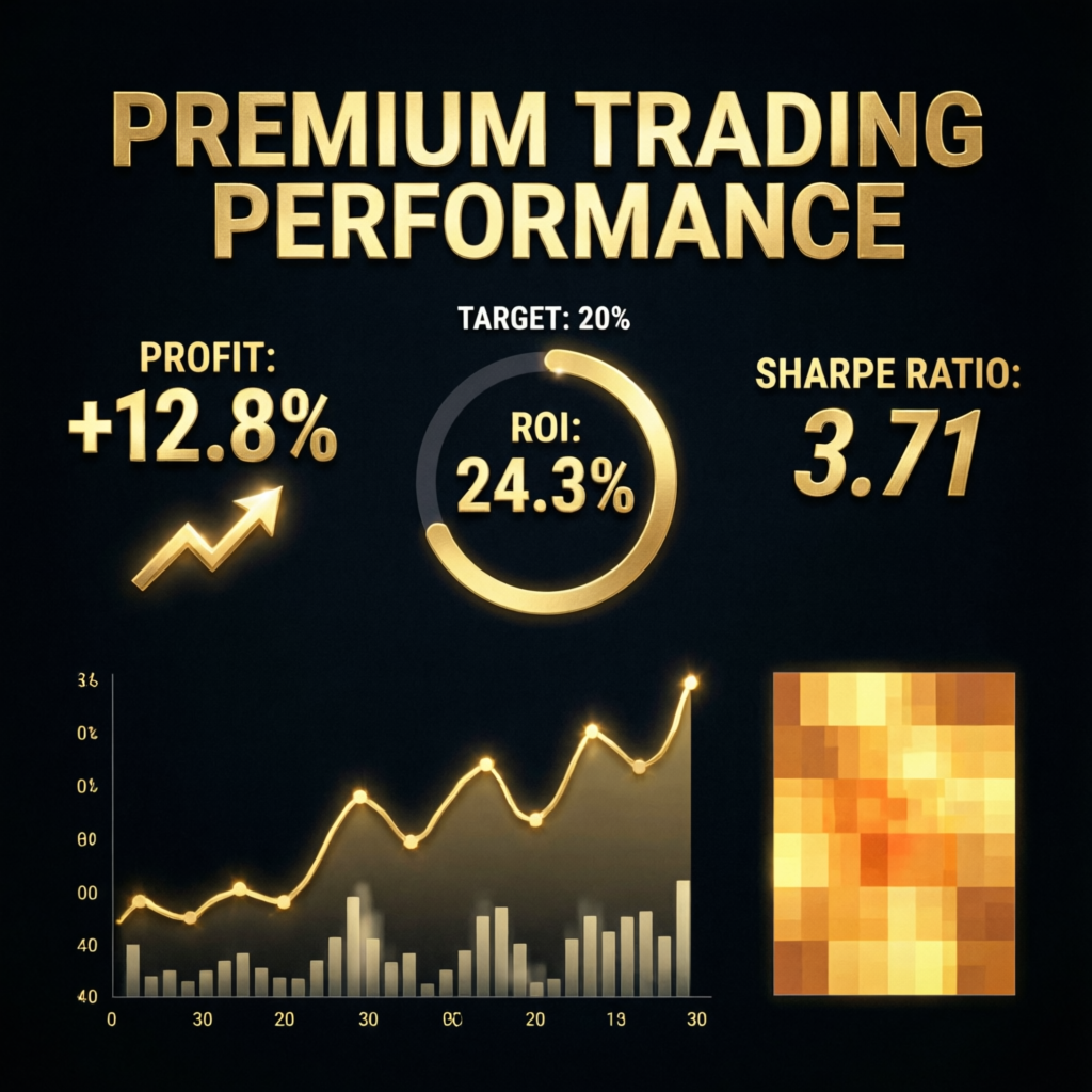 Premium trading performance dashboard showing profit metrics