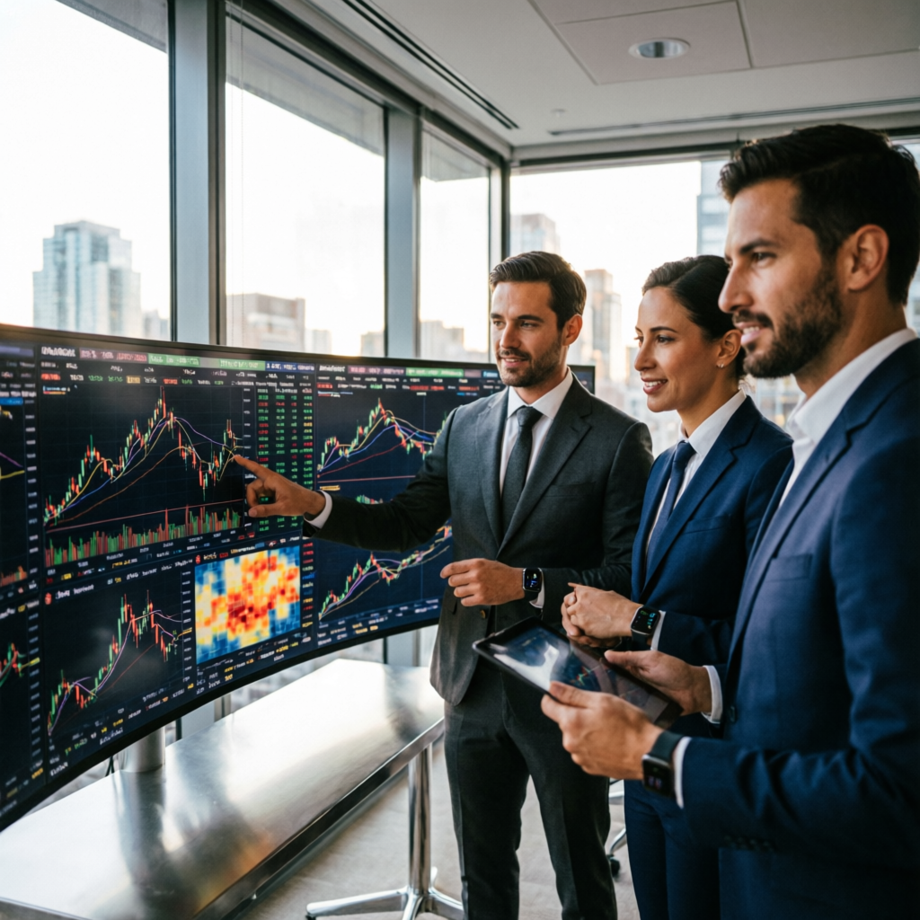 Professional trading team analyzing forex markets at PFM Capitals