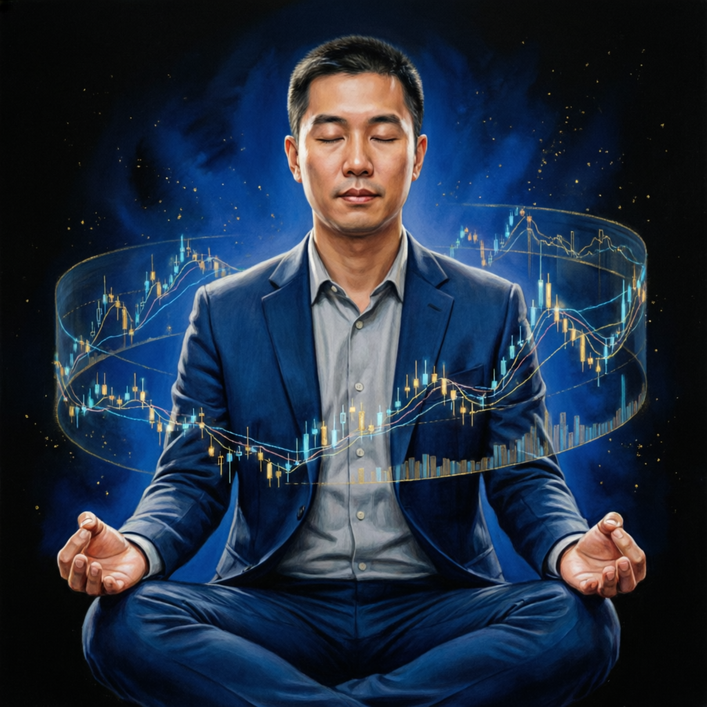 Trader practicing trading psychology and discipline with charts