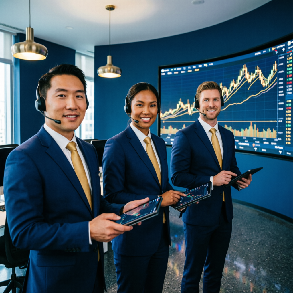 Professional support team providing 24/7 assistance for prop firm trading services