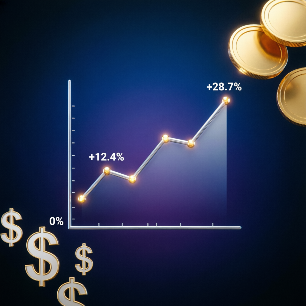 Profit growth visualization showing funded account management success