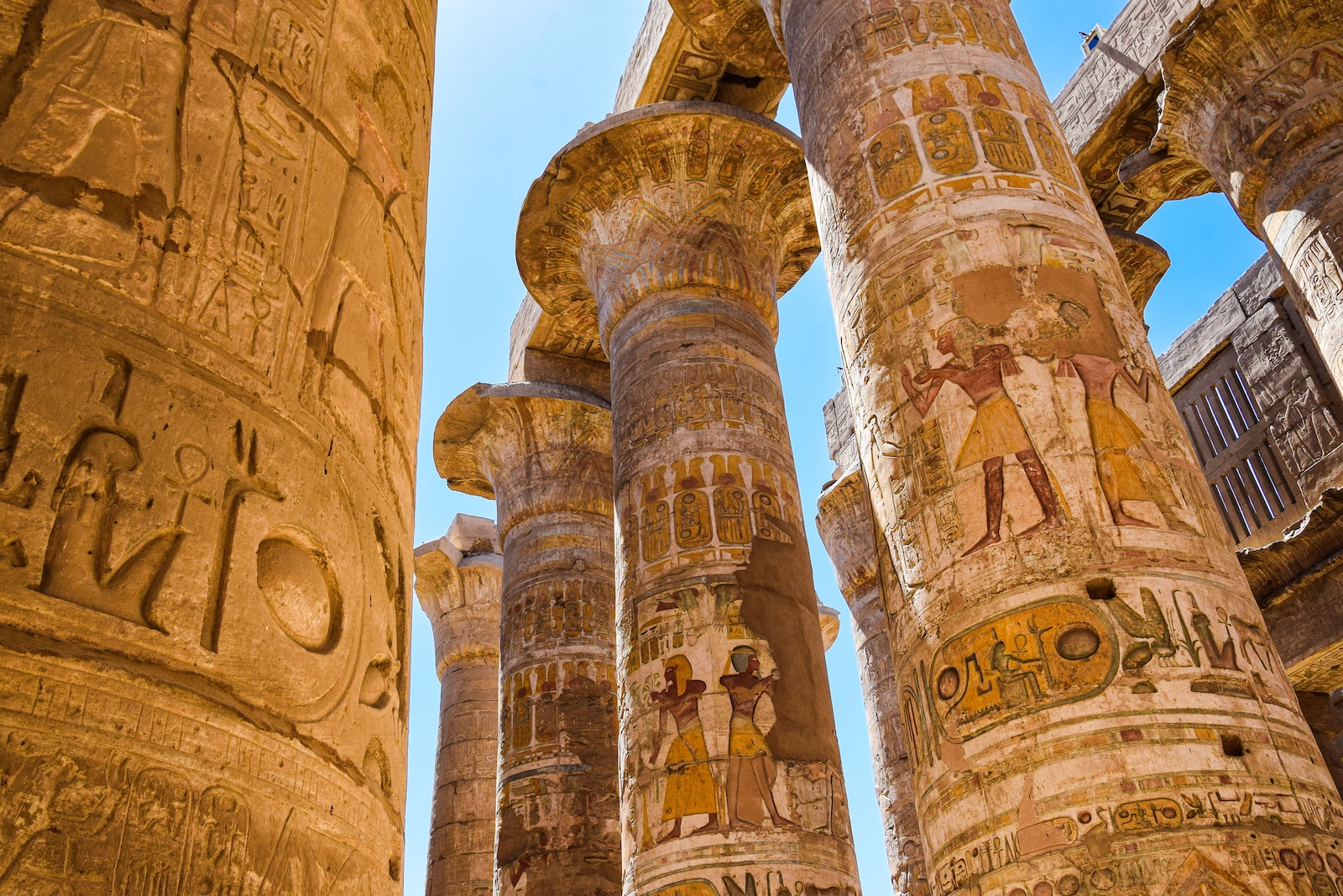 Painted columns of an ancient Egyptian temple