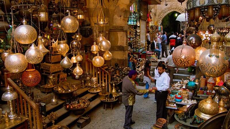 Brass lanterns at Khan el-Khalili bazaar