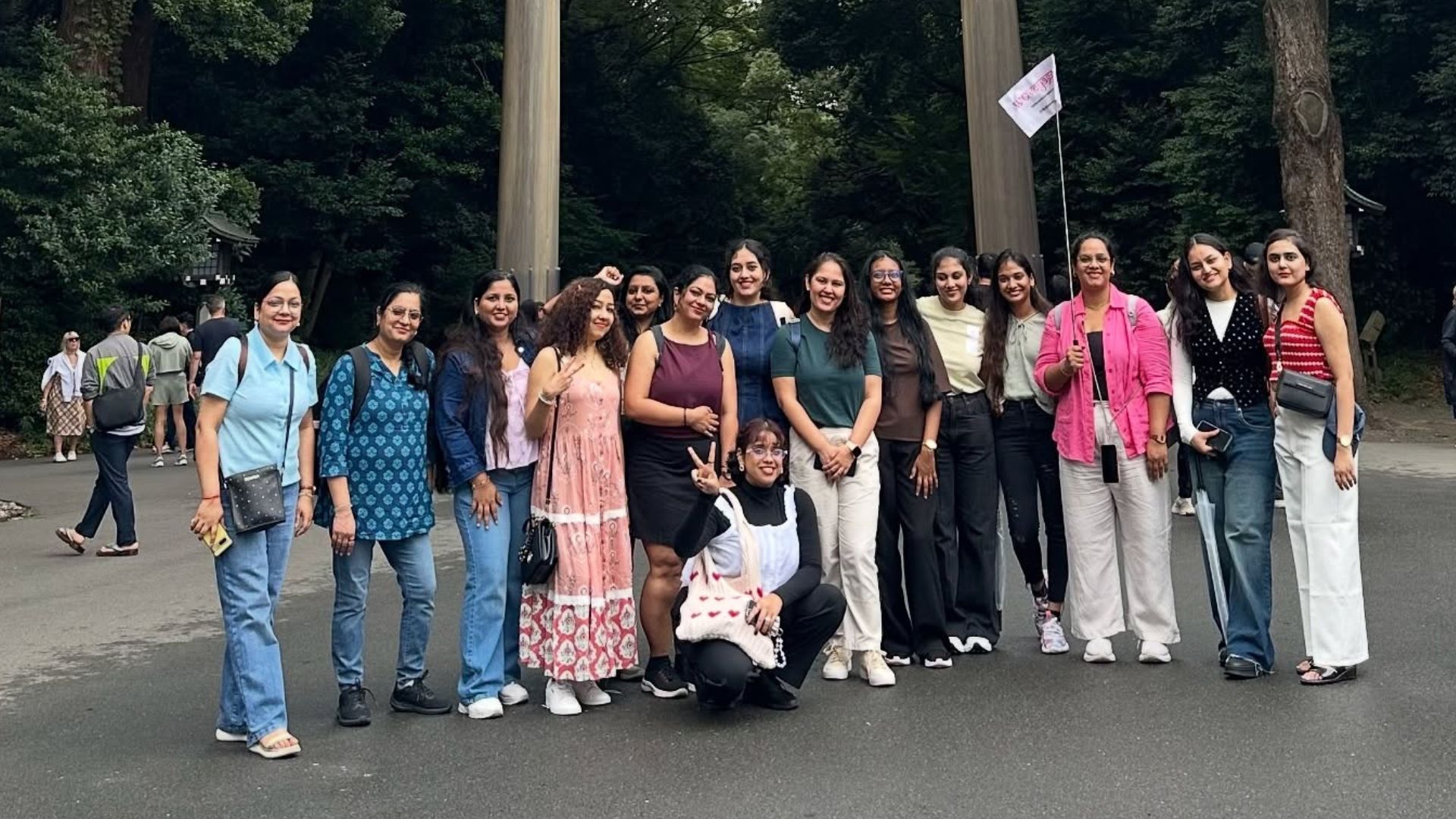 A women-only travel group gathered together