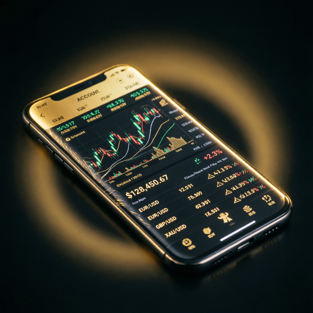 Mobile trading app with gold interface