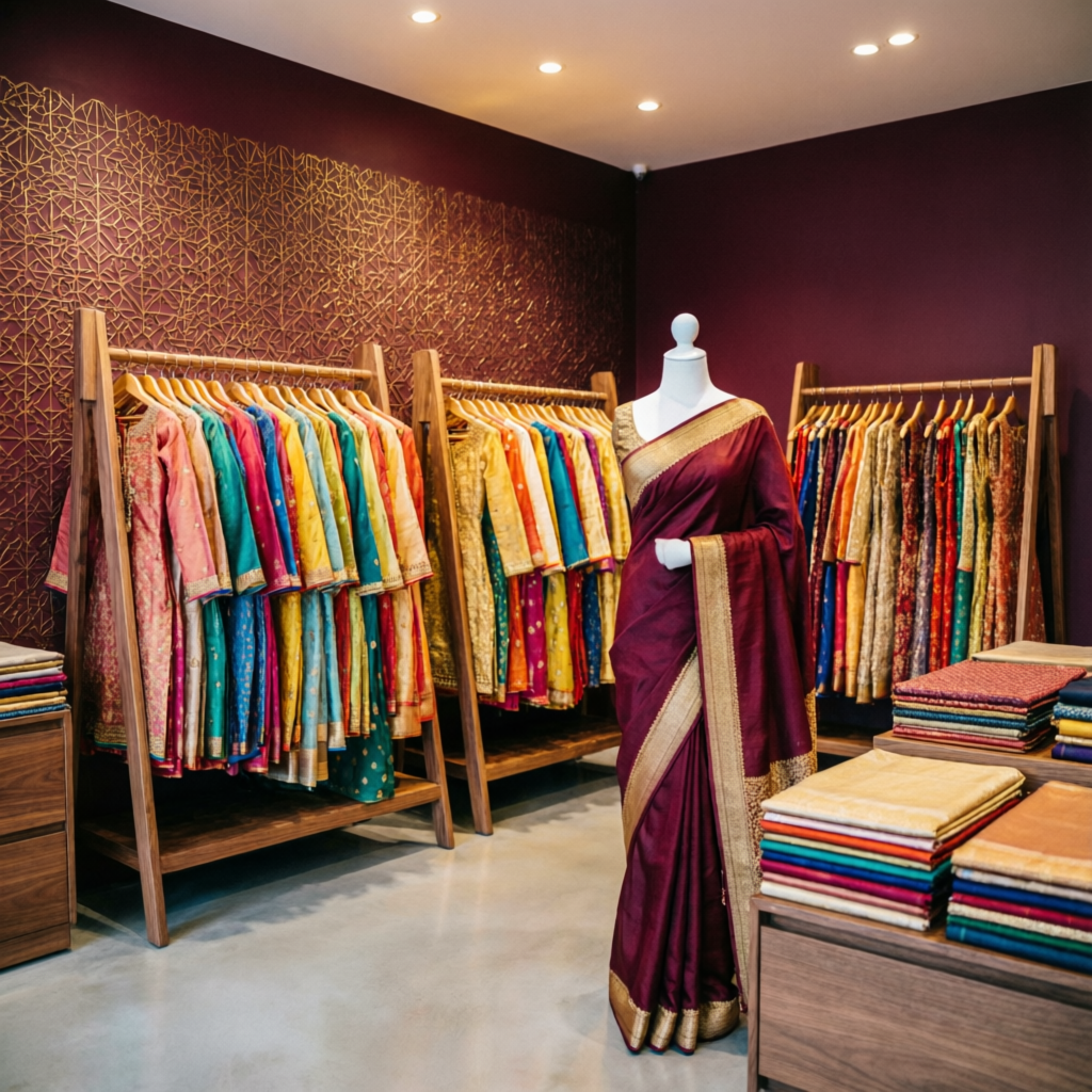 Interior of Arnika Collection – best ladies wear store in Nagpur showcasing sarees, kurtis and designer outfits in Itwari