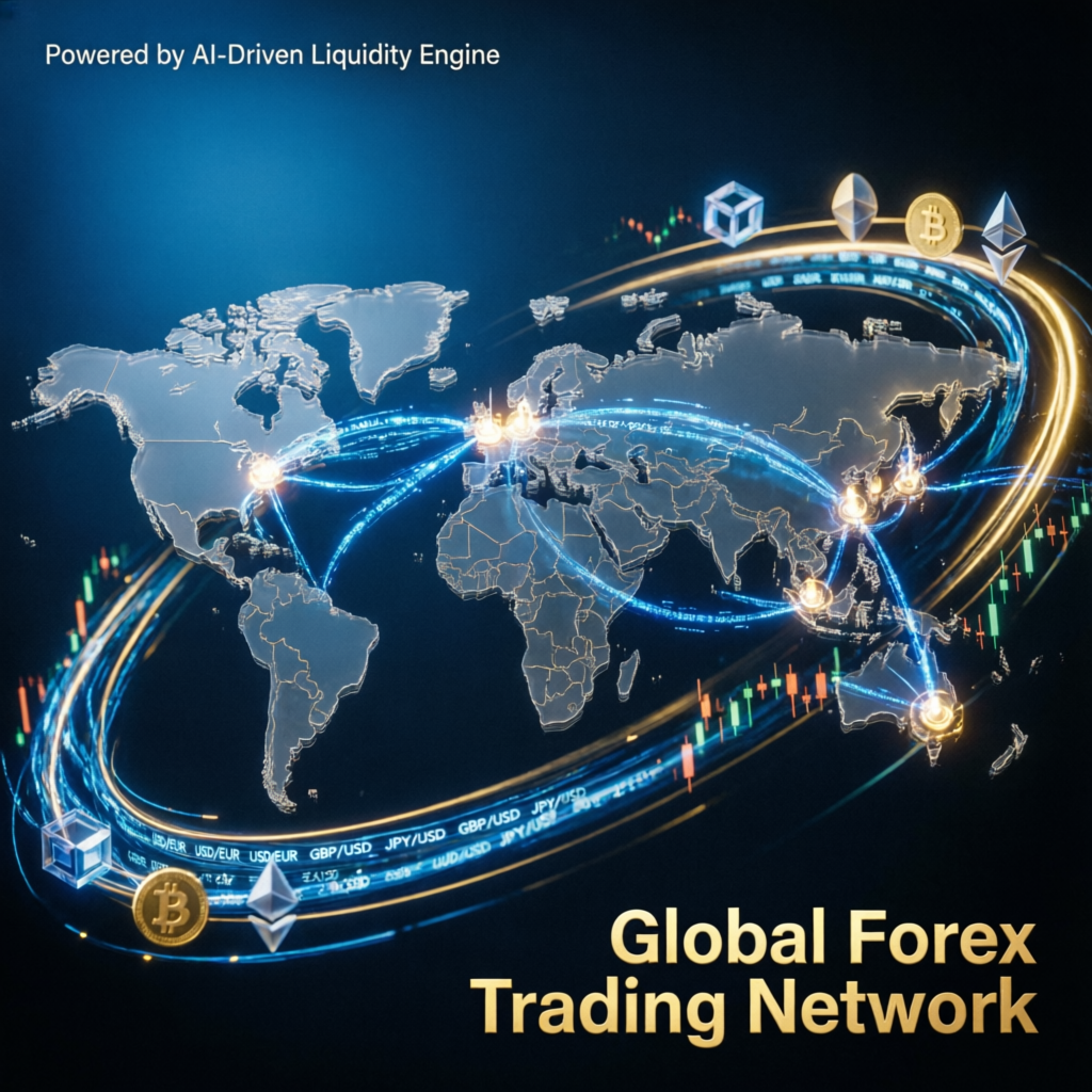 Global forex trading network with AI-driven liquidity