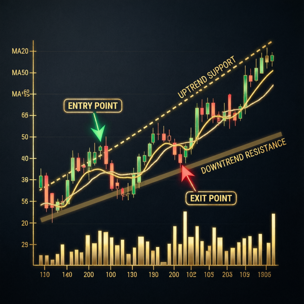 Trading Strategy Execution - Entry and Exit Points on Futures Charts