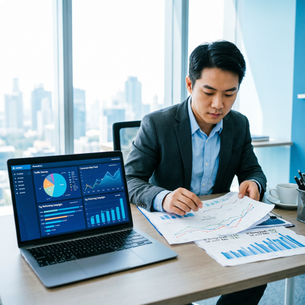 Marketing digital para contadores públicos - Dashboard de analítica web y estrategia SEO