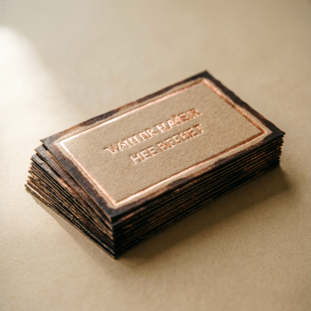 Tarjetas de visita kraft con foil cobre