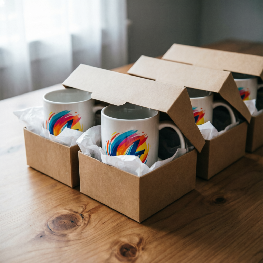 Tazones sublimados en cajas kraft