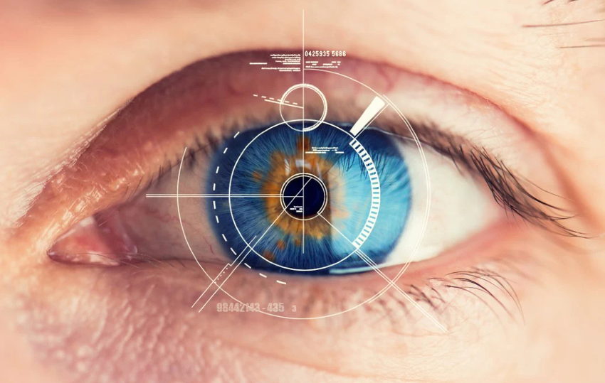 Eye with wavefront measurement overlay
