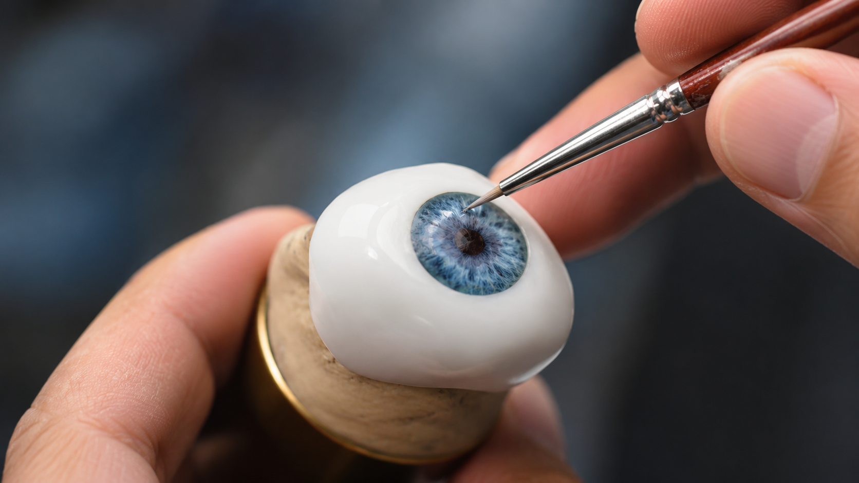 Hand painting the iris of a prosthetic eye