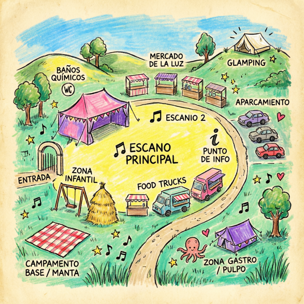 Plano ilustrado del recinto del Festival de la Luz
