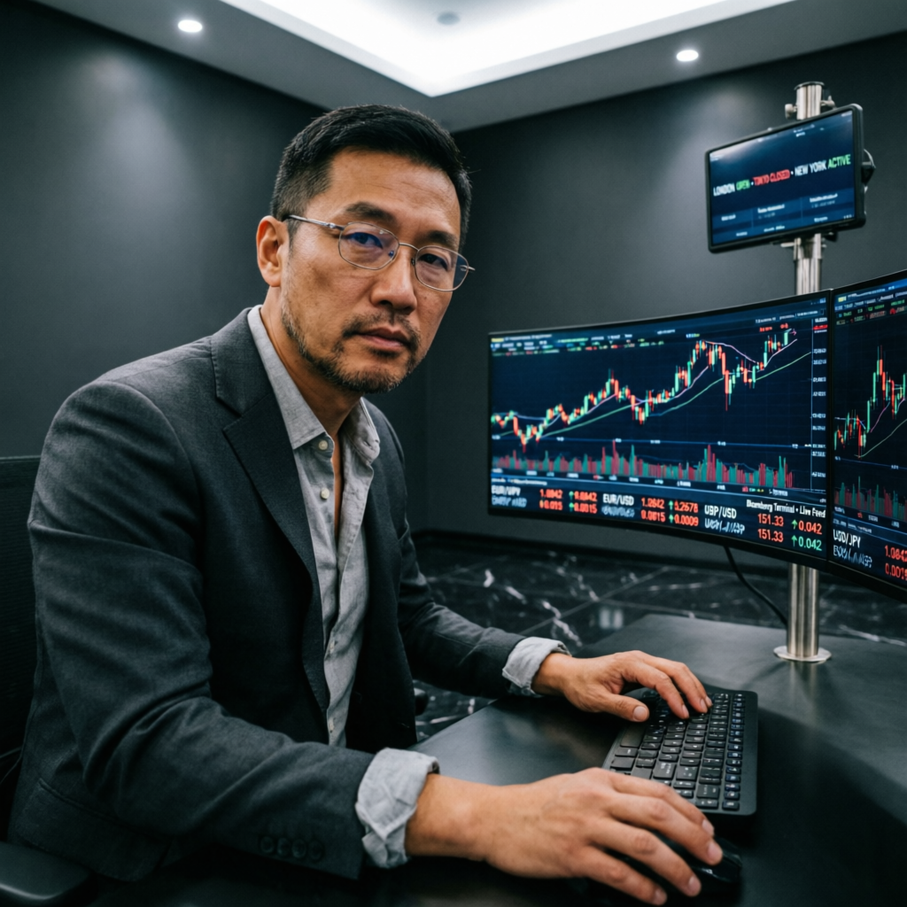 Professional forex trader managing Audacity Capital funded account with advanced trading strategies
