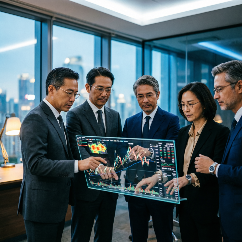 Professional trading team analyzing markets