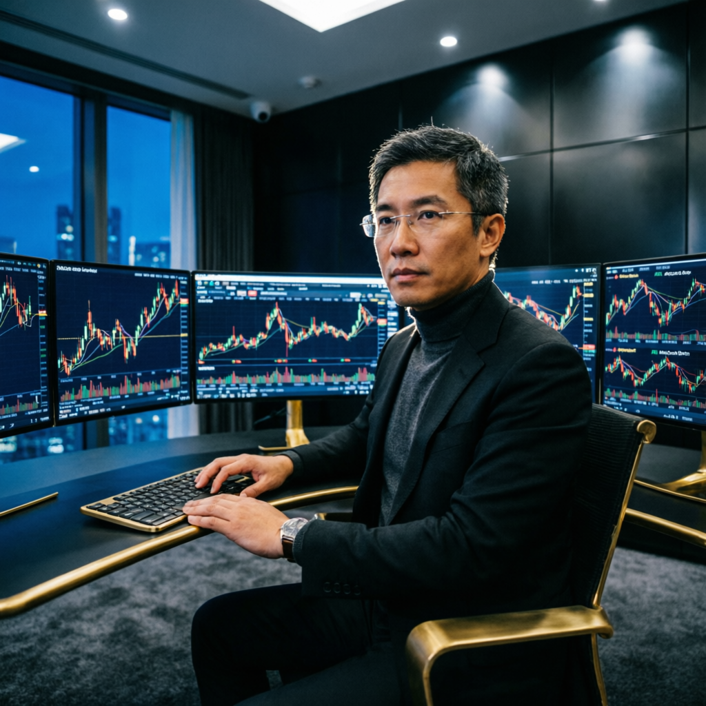 Professional forex trader managing prop firm funded accounts