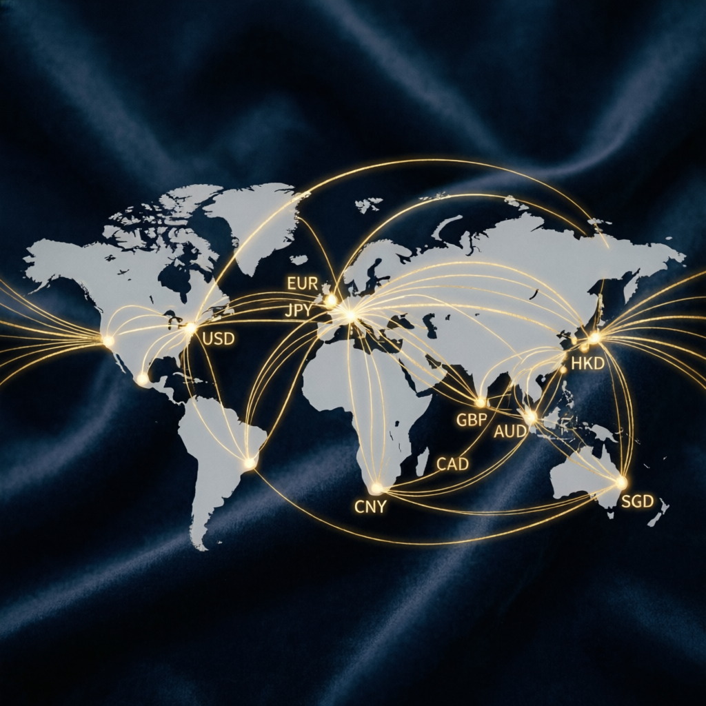 Global forex market connectivity showing worldwide prop firm coverage