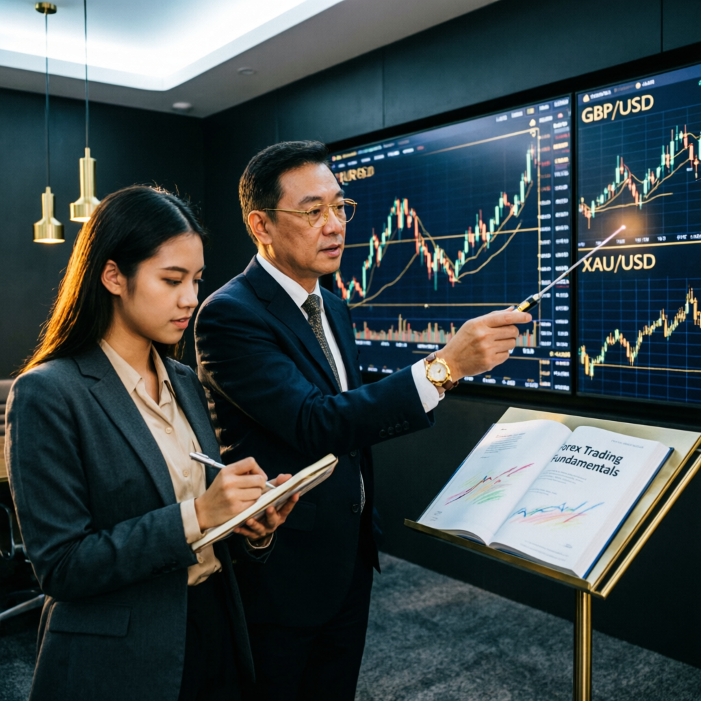 Trading mentor teaching forex strategy to student
