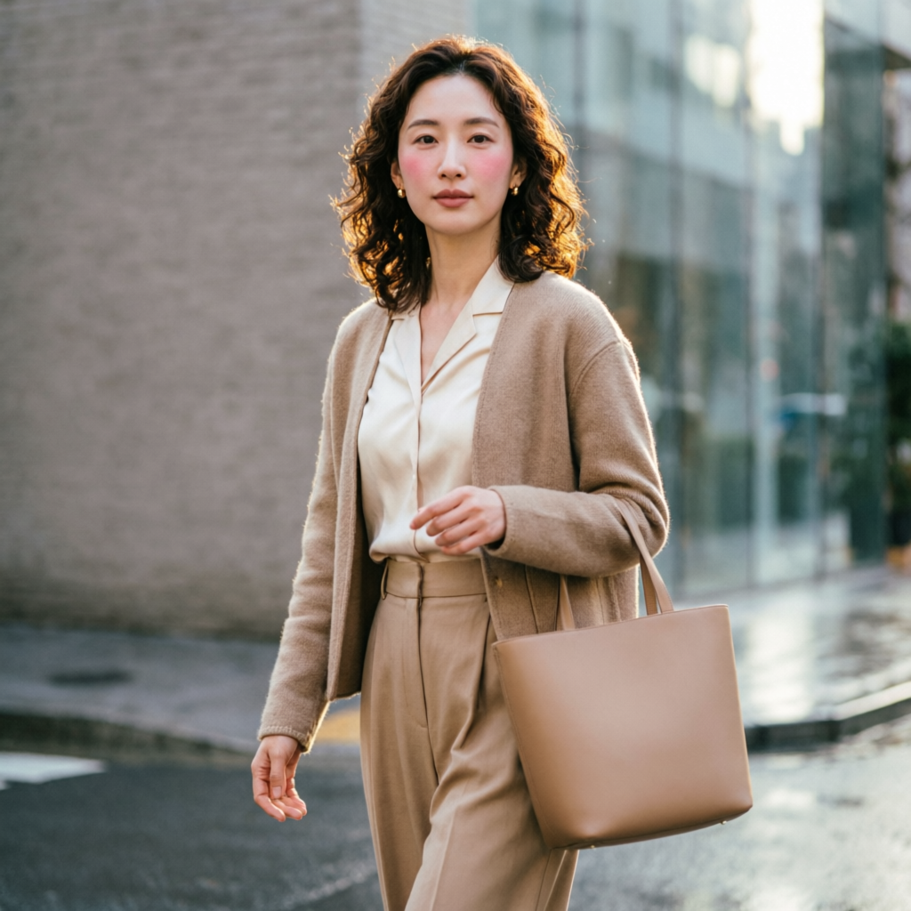 City professional walking in soft morning light
