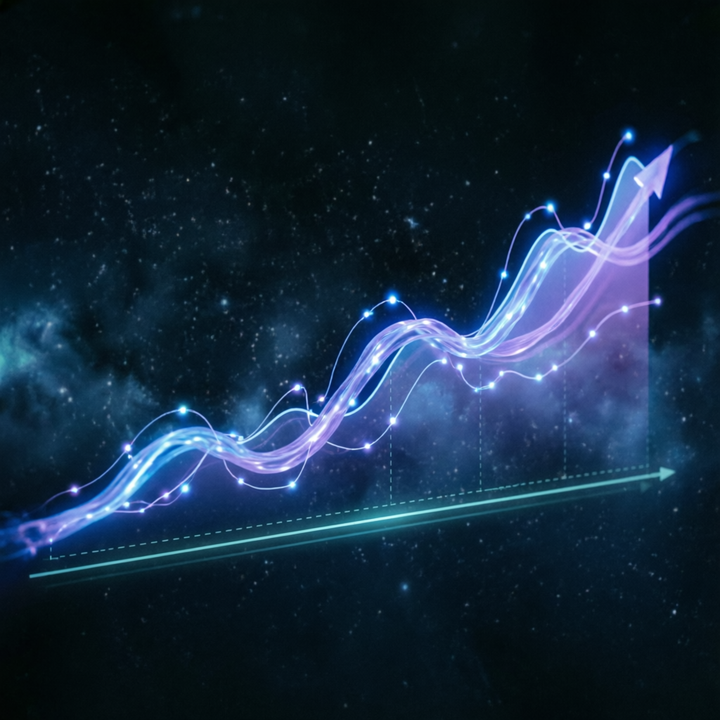 Rising financial chart representing Topstep account growth and scaling