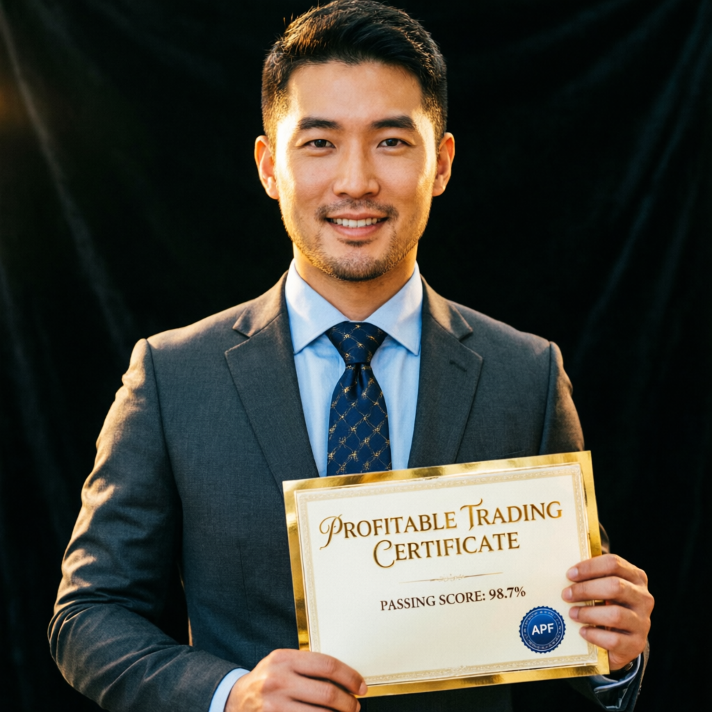 Successful trader holding certificate