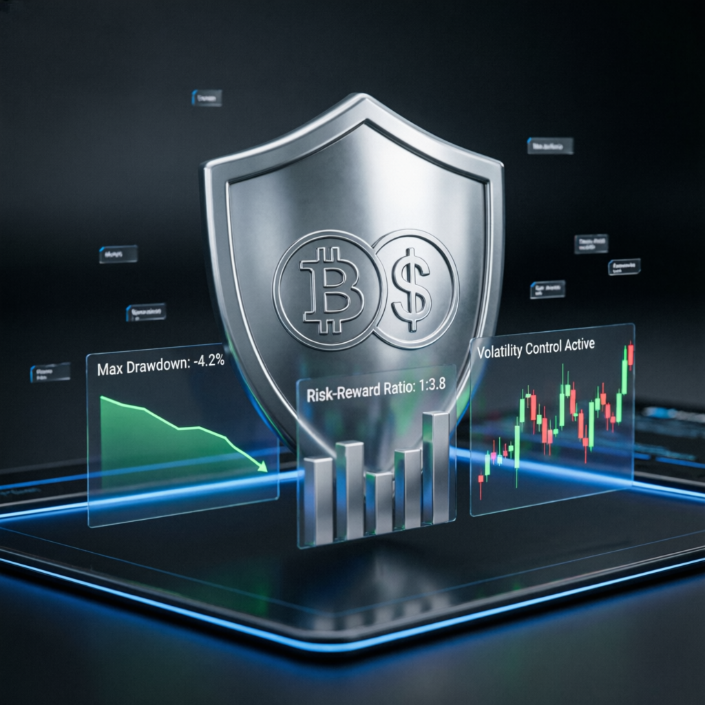 Risk management shield protecting digital assets