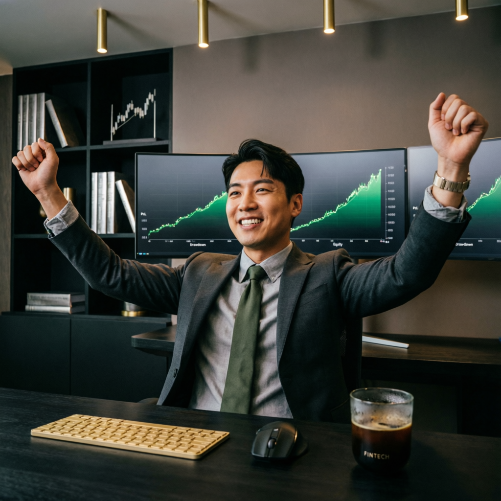 Successful funded trader celebrating prop firm challenge pass