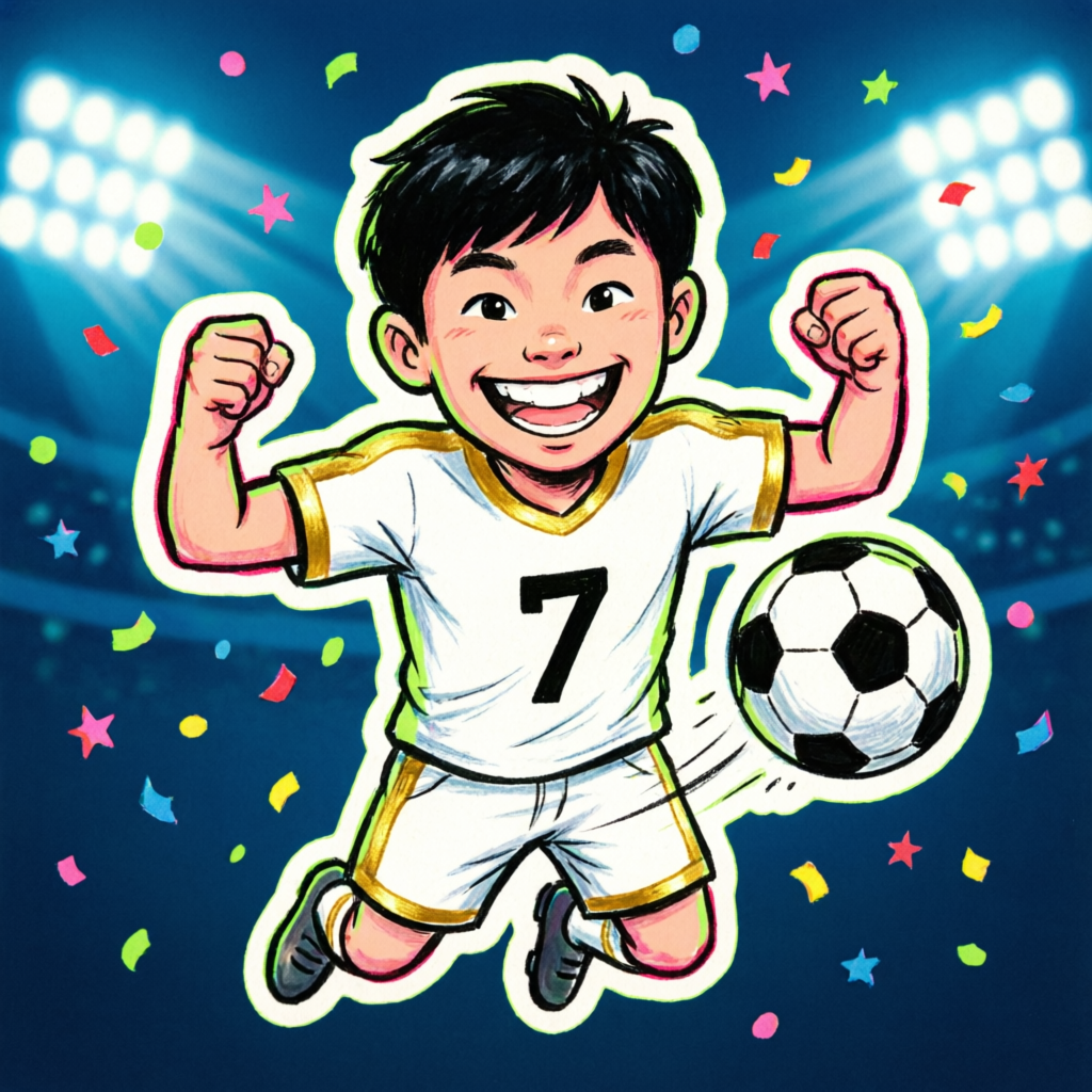 Cartoon Hassan doing the SIUU celebration