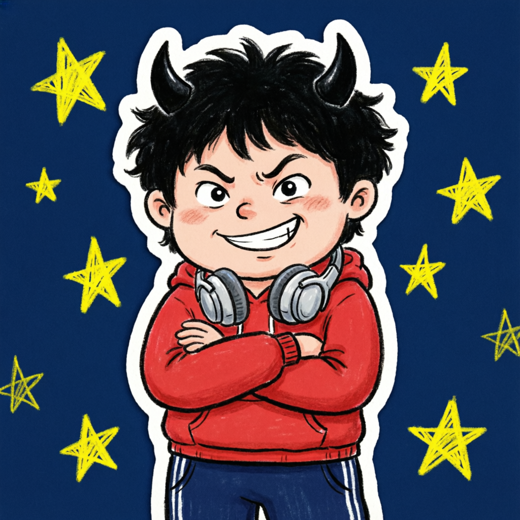 Mischievous teasing cartoon brother