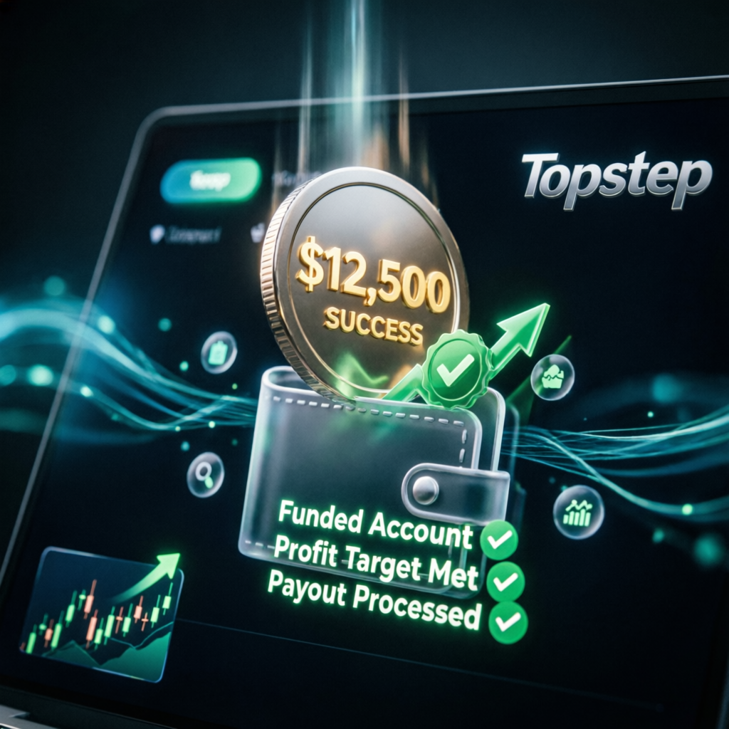 Topstep funded trader payout success with profit target met