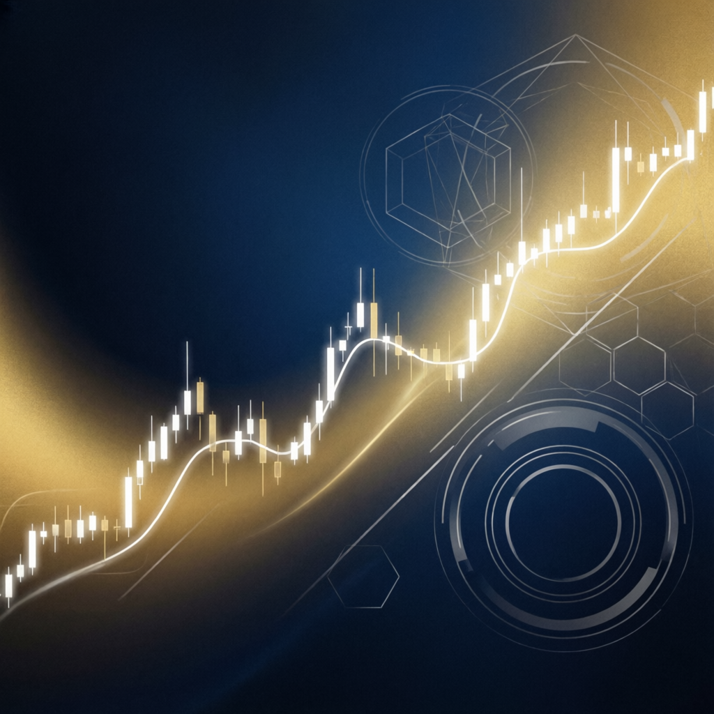 Luxury gold and blue gradient trading chart background