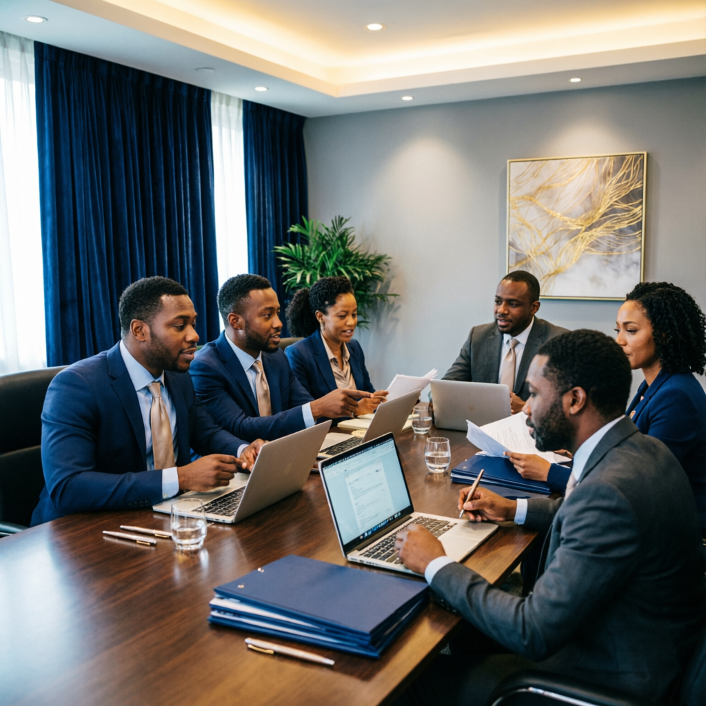 Professional African business team meeting