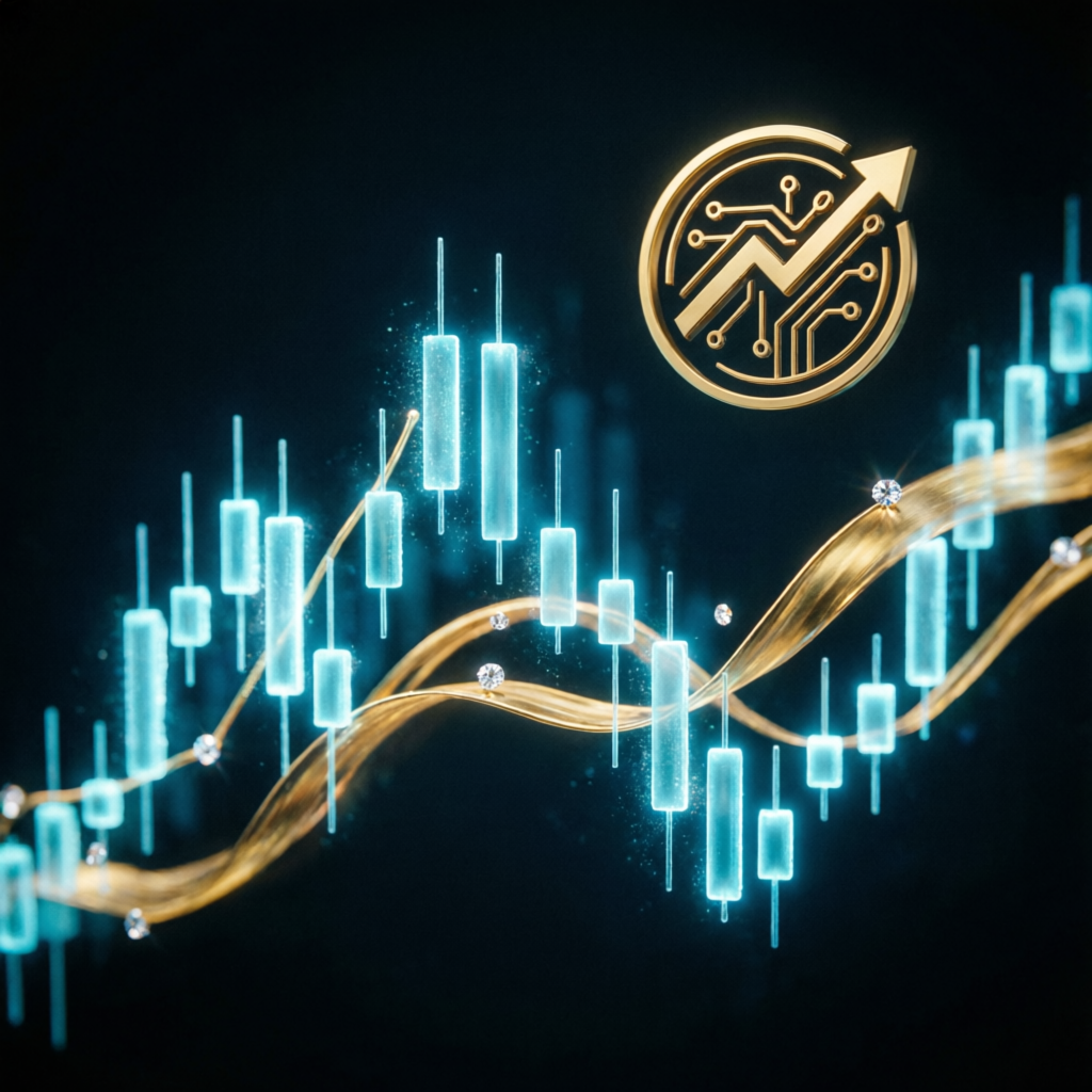 Abstract financial market visualization with candlestick charts