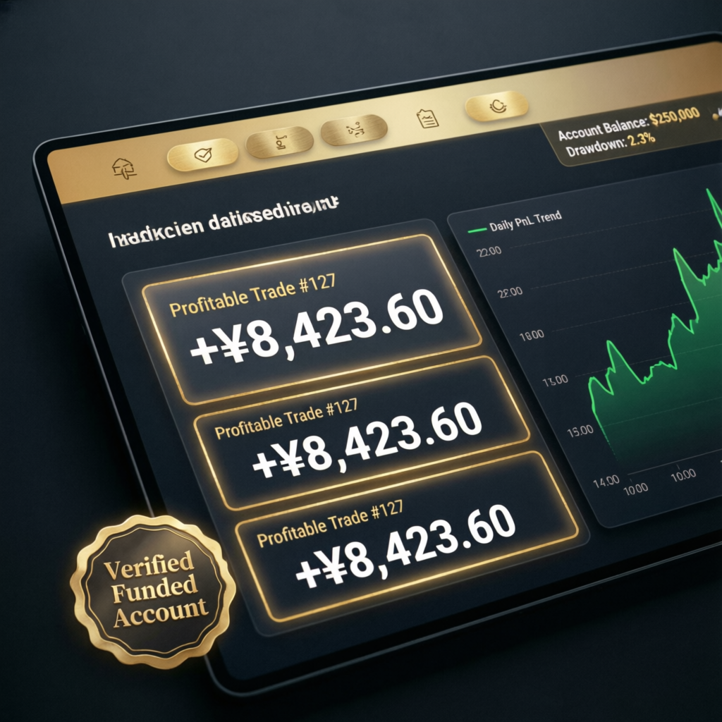 Topstep funded account dashboard showing profitable trades