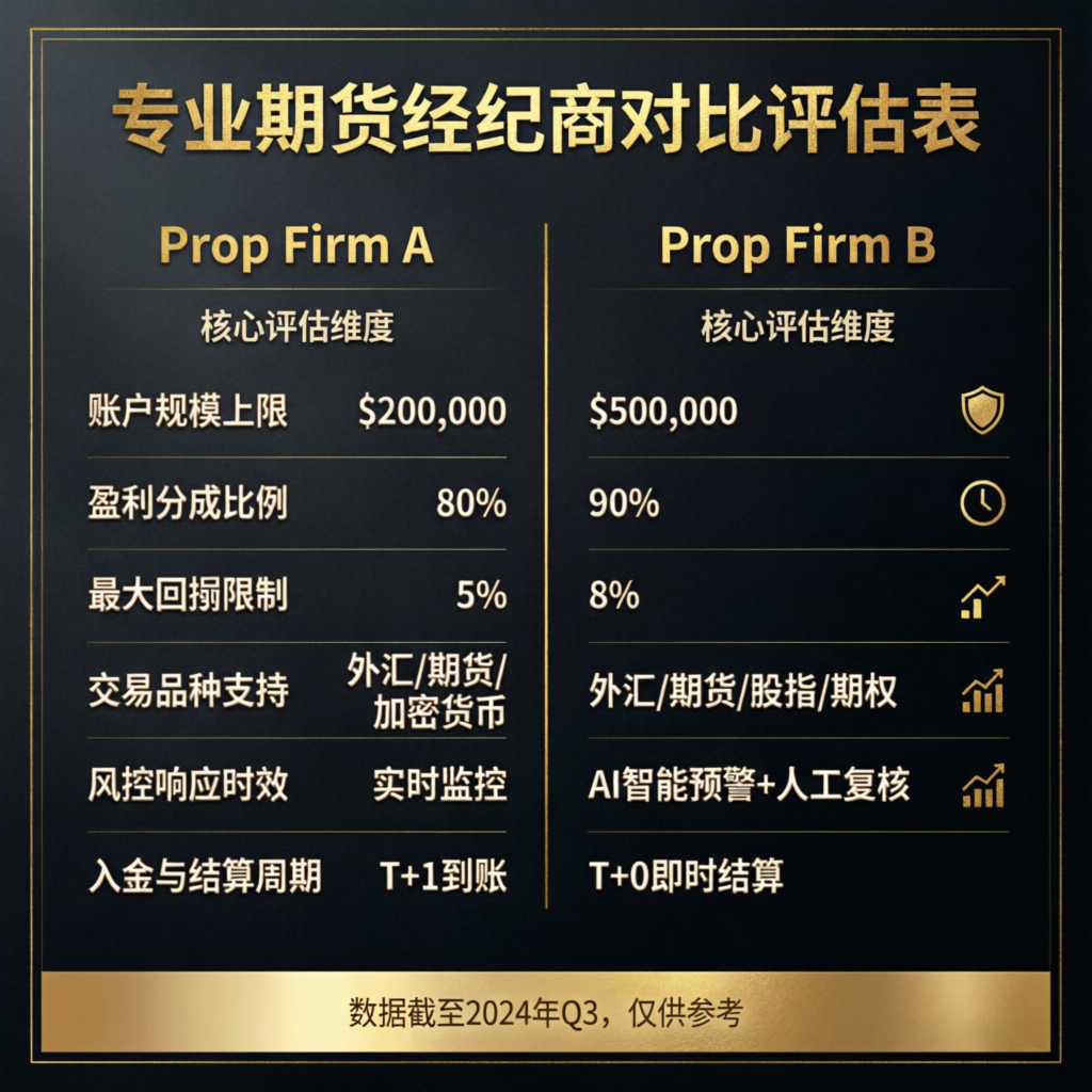 Topstep account comparison table with features