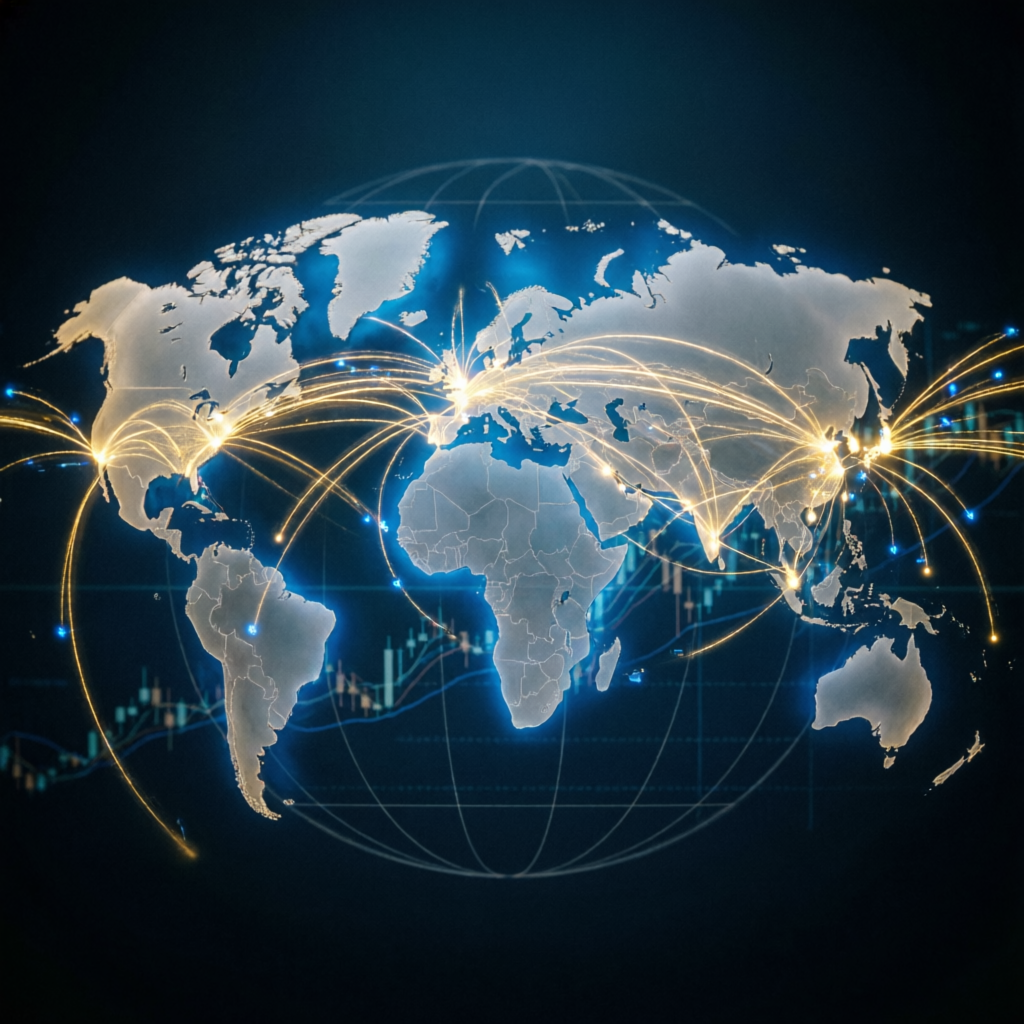 Global trading network connecting traders worldwide