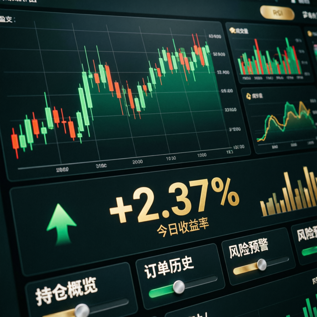 Professional trading dashboard with profit indicators
