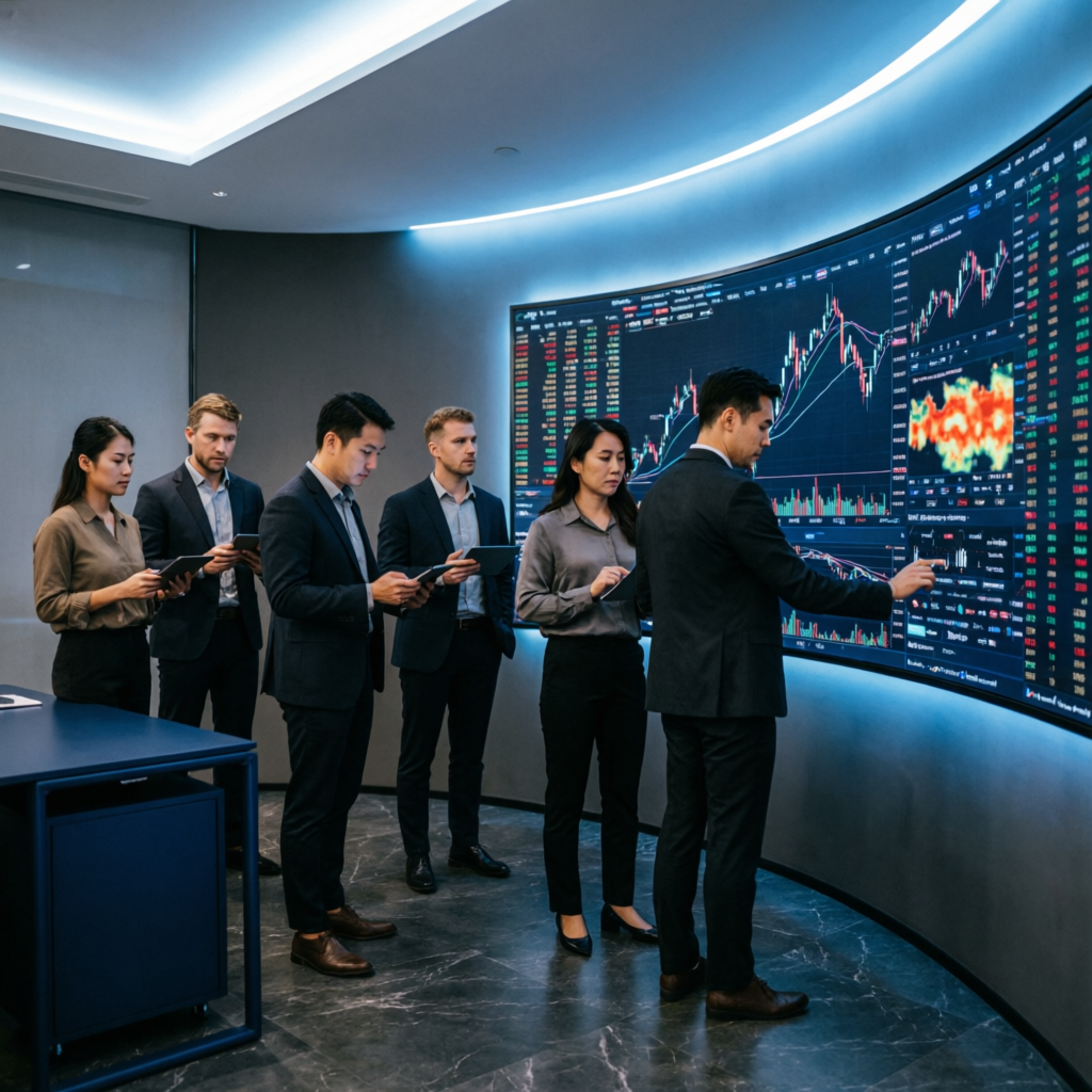 Professional trading team managing prop firm accounts