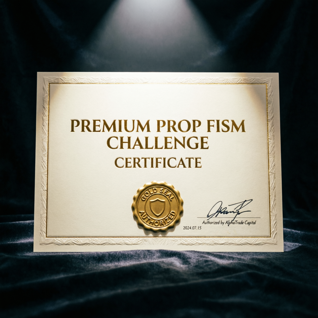 Premium prop firm challenge certificate achievement