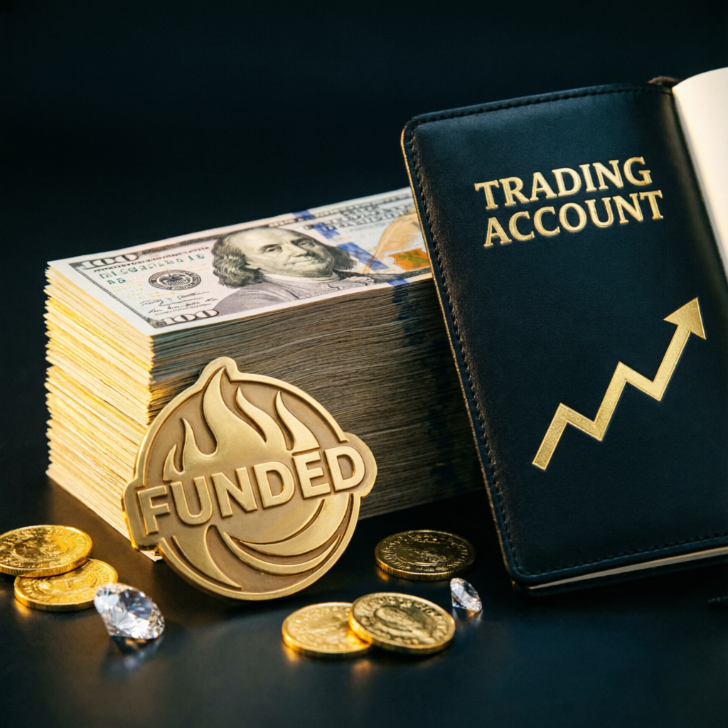Funded trading account success with premium financial achievement
