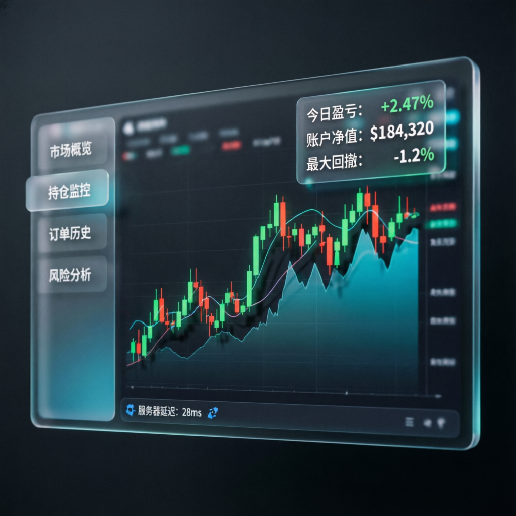 Modern trading dashboard showing funded account management performance