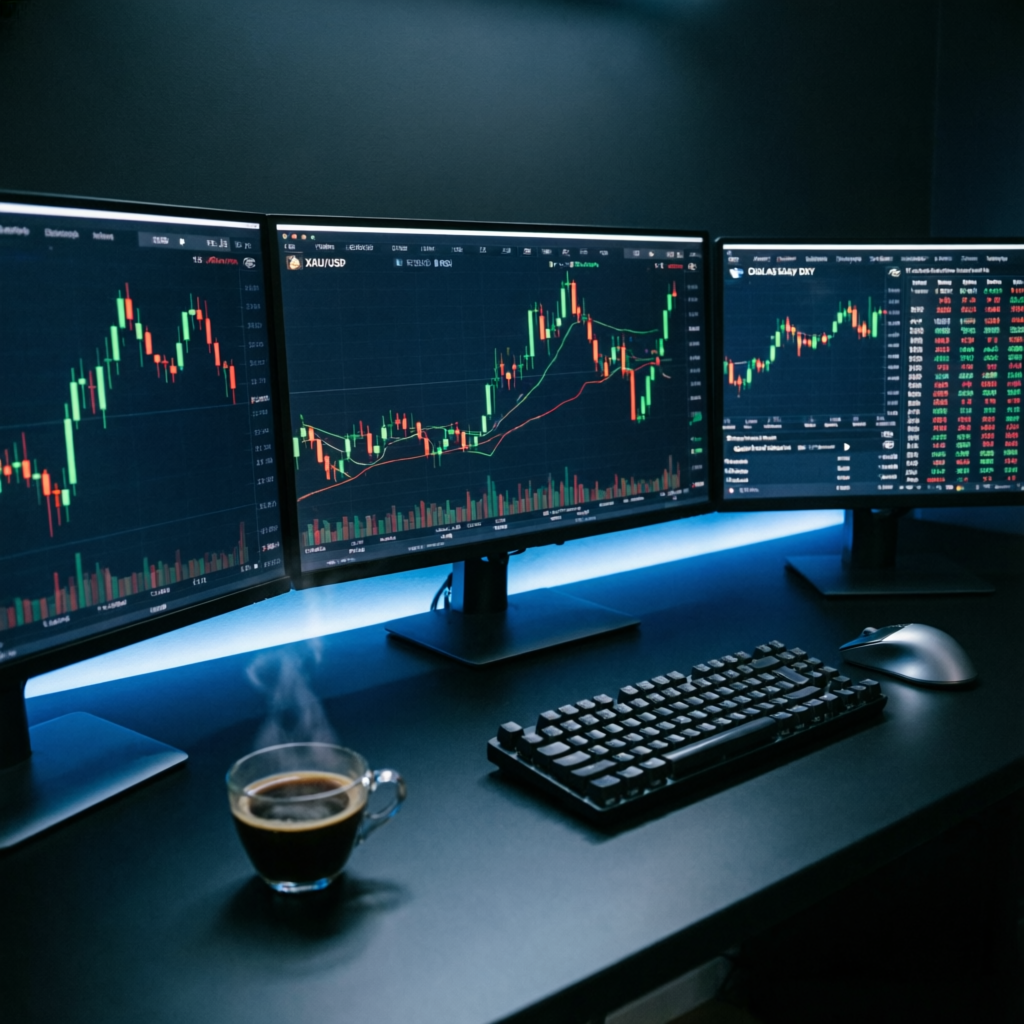 Professional multi-monitor trading setup